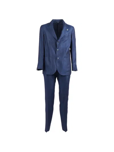 Tombolini Zero Gravity Single-breasted Linen Suit In Blue