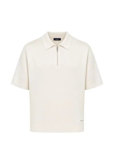 Tombolini Zip-fastening Knitted Polo Shirt In White