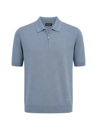 Tombolini Zip-fastening Short-sleeve Polo Shirt In Blue