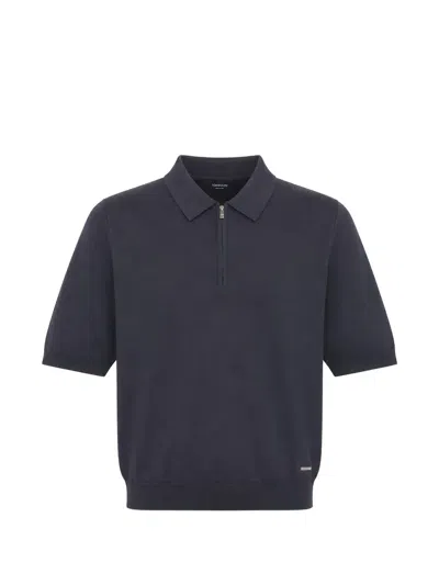 Tombolini Zip-fastening Short-sleeve Polo Shirt In Blue