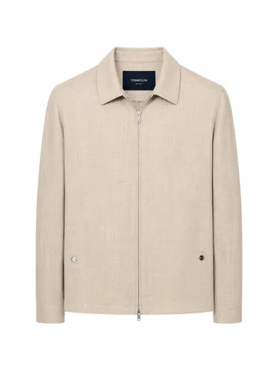 Tombolini Zip-up Collared Jacket In Neutral