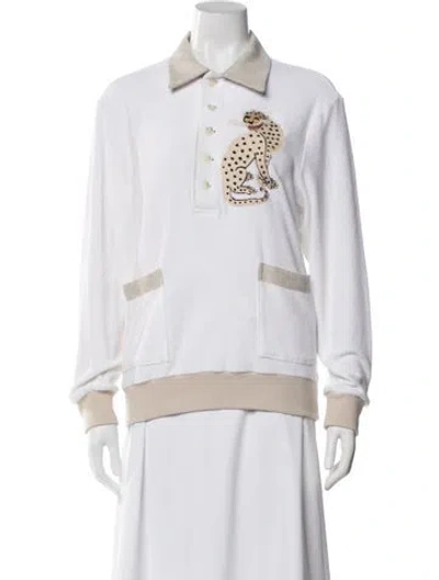 Pre-owned Tombolo Animal Print Long Sleeve Polo In Neutral