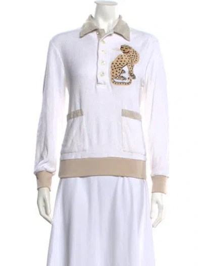 Pre-owned Tombolo Animal Print Long Sleeve Polo In Neutrals