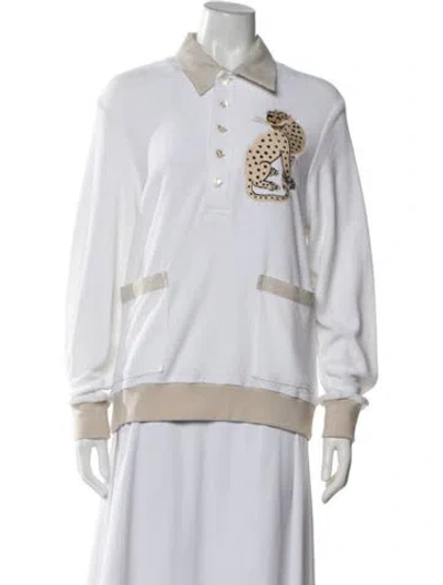 Pre-owned Tombolo Animal Print Long Sleeve Polo In Neutrals