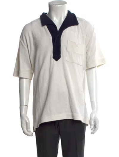 Pre-owned Tombolo Collar Short Sleeve Polo Shirt In Black/white