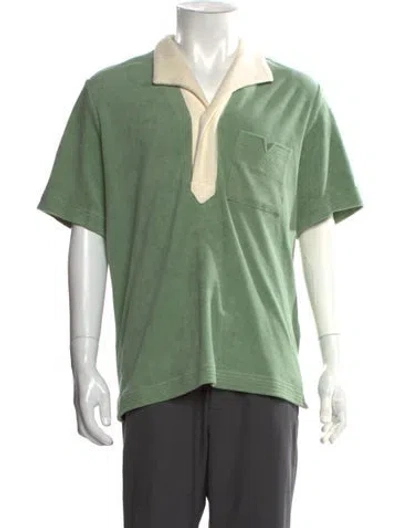 Pre-owned Tombolo Collar Short Sleeve Polo Shirt In Green