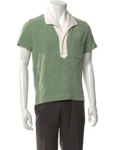 Pre-owned Tombolo Collar Short Sleeve Polo Shirt In Green