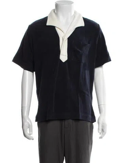 Pre-owned Tombolo Collar Short Sleeve Polo Shirt W/ Tags In Blue
