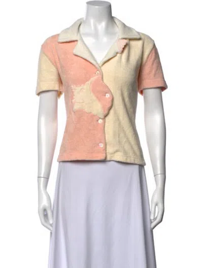 Pre-owned Tombolo Colorblock Pattern Short Sleeve Button-up Top In Multicolor