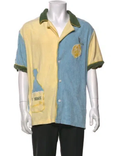Pre-owned Tombolo Colorblock Pattern Short Sleeve Shirt In Yellow