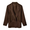 Tombolo Easy-going Jacket In Brown Linen