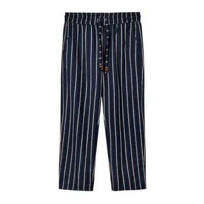 Tombolo Easy-going Pants In Navy Jacquard Stripe