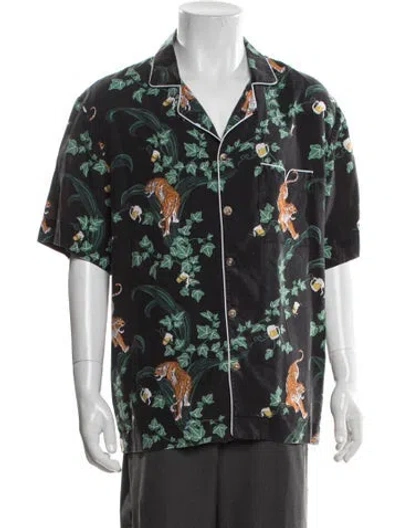Pre-owned Tombolo Floral Print Short Sleeve Shirt In Black