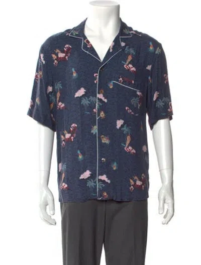 Pre-owned Tombolo Floral Print Short Sleeve Shirt In Blue