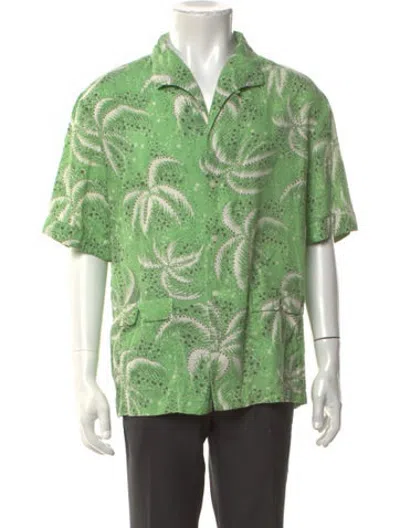 Pre-owned Tombolo Floral Print Short Sleeve Shirt In Green