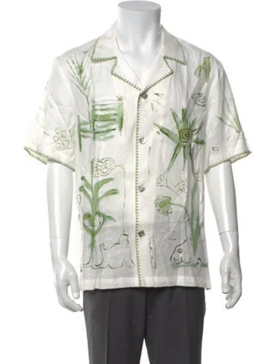 Pre-owned Tombolo Floral Print Short Sleeve Shirt W/ Tags In White