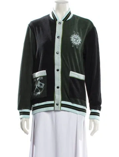 Pre-owned Tombolo Graphic Print Bomber Jacket In Green