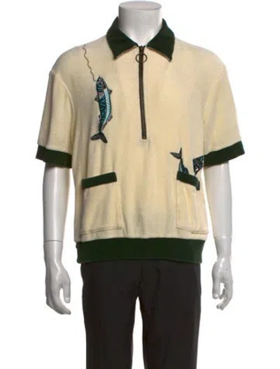Pre-owned Tombolo Graphic Print Collar Polo Shirt In Neutrals