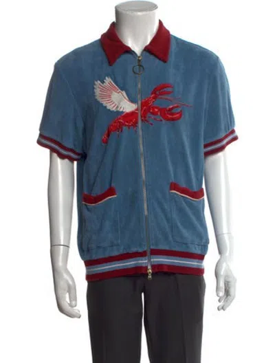 Pre-owned Tombolo Graphic Print Collar Sweatshirt In Blue