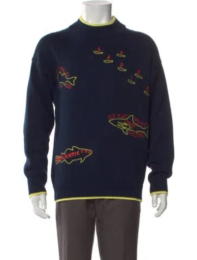 Pre-owned Tombolo Graphic Print Crew Neck Pullover In Blue