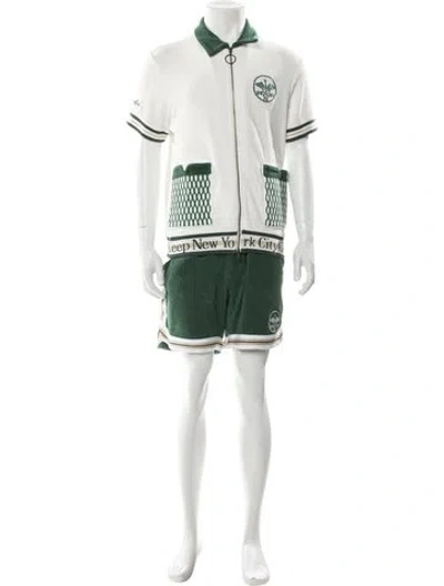 Pre-owned Tombolo Graphic Print Embroidered Accent Lounge Set In Green