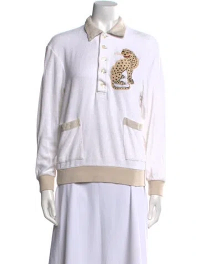 Pre-owned Tombolo Graphic Print Long Sleeve Polo In Neutral