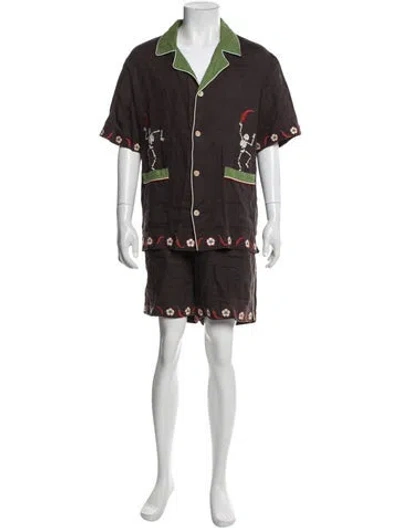 Pre-owned Tombolo Graphic Print Robe In Brown