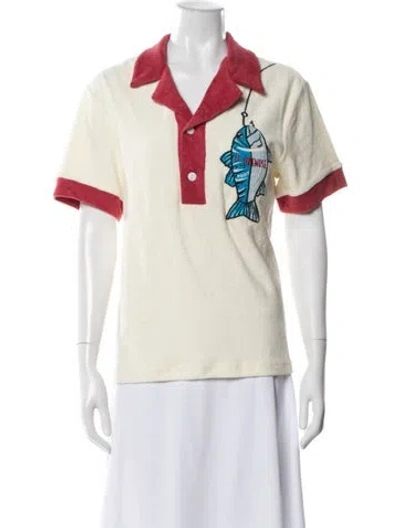 Pre-owned Tombolo Graphic Print Short Sleeve Polo In Neutral