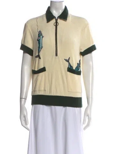 Pre-owned Tombolo Graphic Print Short Sleeve Polo In Neutrals