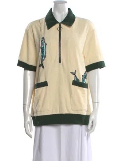 Pre-owned Tombolo Graphic Print Short Sleeve Polo W/ Tags In Neutral