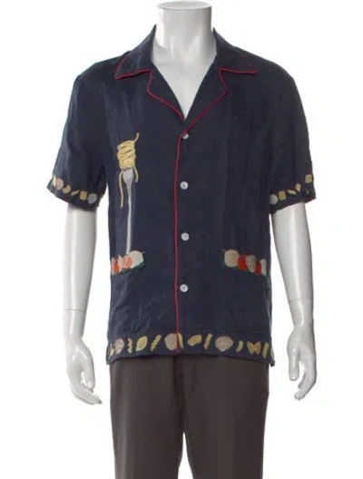 Pre-owned Tombolo Graphic Print Short Sleeve Shirt In Blue
