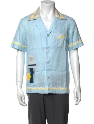 Pre-owned Tombolo Graphic Print Short Sleeve Shirt In Blue
