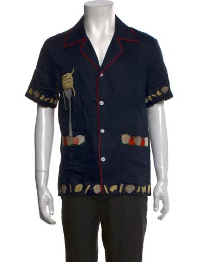 Pre-owned Tombolo Graphic Print Short Sleeve Shirt In Blue