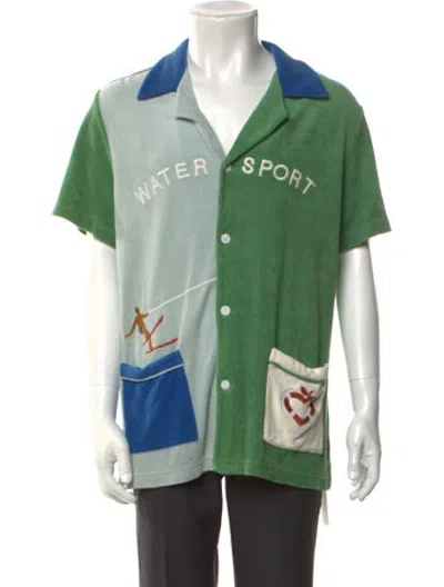 Pre-owned Tombolo Graphic Print Short Sleeve Shirt In Green