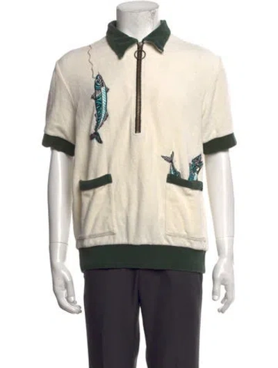 Pre-owned Tombolo Graphic Print Short Sleeve Shirt In Green/neutrals