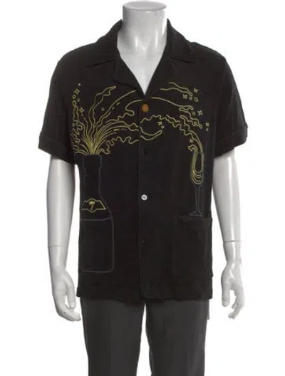 Pre-owned Tombolo Graphic Print Short Sleeve Shirt W/ Tags In Black