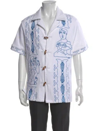 Pre-owned Tombolo Graphic Print Short Sleeve Shirt W/ Tags In White