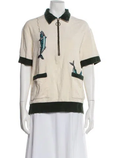 Pre-owned Tombolo Graphic Print Short Sleeve Top In Neutral