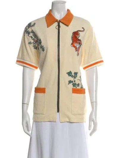 Pre-owned Tombolo Graphic Print Short Sleeve Top In Yellow