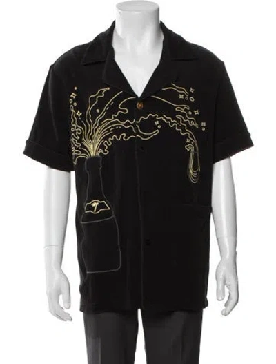 Pre-owned Tombolo Graphic Print Short Sleeve Western Shirt In Black