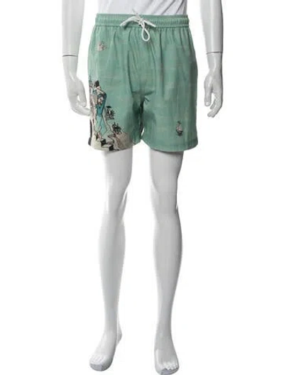 Pre-owned Tombolo Graphic Print Swim Trunks In Green