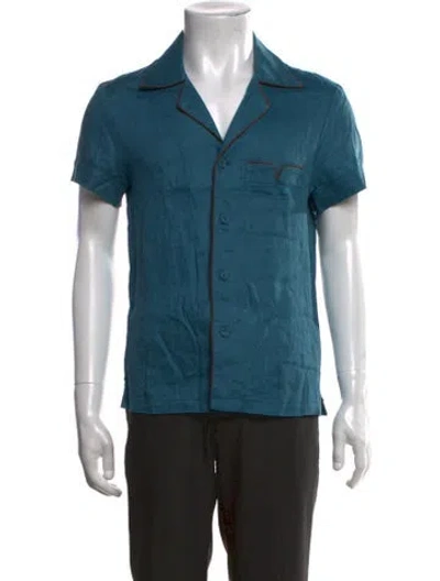 Pre-owned Tombolo Linen Short Sleeve Shirt In Green