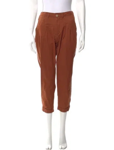 Pre-owned Tombolo Linen Skinny Leg Pants In Brown