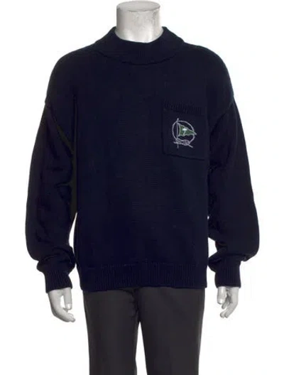Pre-owned Tombolo Mock Neck Long Sleeve Pullover In Blue