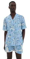 Tombolo Palm Fronds Shirt Blue In Brown
