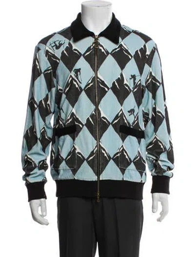 Pre-owned Tombolo Printed Bomber Jacket In Blue