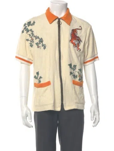 Pre-owned Tombolo Printed Crew Neck Polo Shirt In Green