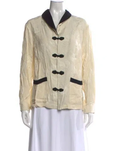 Pre-owned Tombolo Printed Long Sleeve Button-up Top In Neutrals