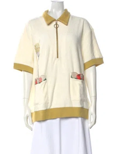 Pre-owned Tombolo Printed Short Sleeve Polo In Neutral