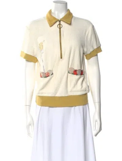 Pre-owned Tombolo Printed Short Sleeve Top In Neutral